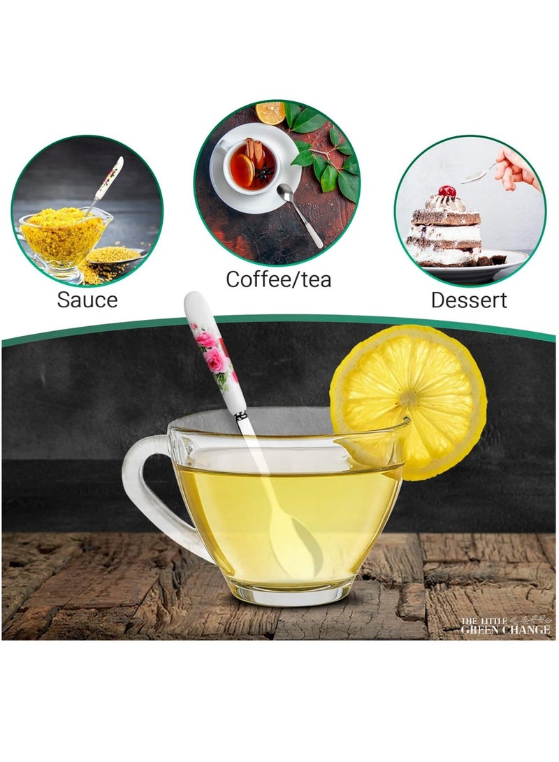 Joyelink Coffee Spoons for Coffee Bar 6Pcs - Chinese Floral Stainless Steel Spoons Kitchen Set Tea Spoons Silverware Set - Ice Cream Spoon Cake Tableware Set Coffee Stirrers Reusable Dessert Spoons for Tea Set - Image 4