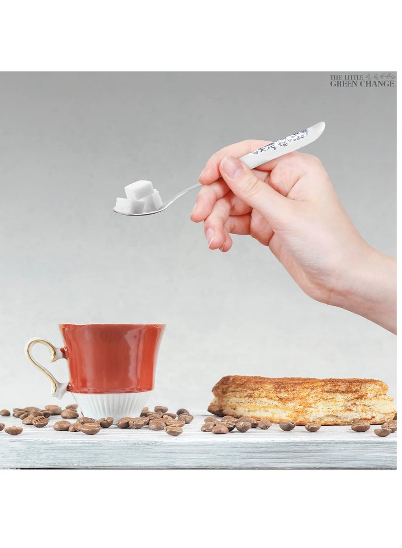 Joyelink Coffee Spoons for Coffee Bar 6Pcs - Chinese Floral Stainless Steel Spoons Kitchen Set Tea Spoons Silverware Set - Ice Cream Spoon Cake Tableware Set Coffee Stirrers Reusable Dessert Spoons for Tea Set - Image 5