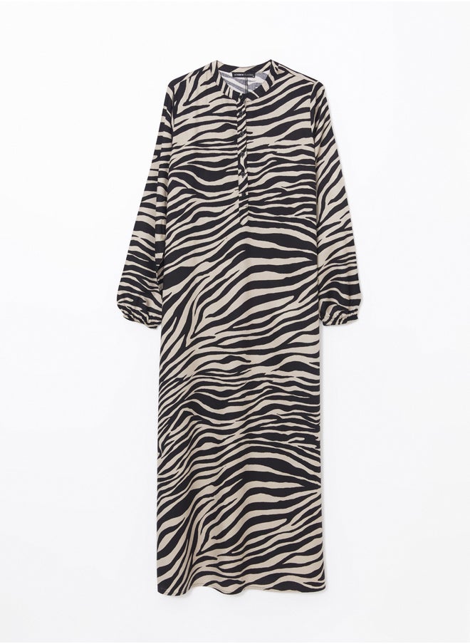 LC WAIKIKI Crew Neck Zebra Patterned Women'S Dress  - Image 5