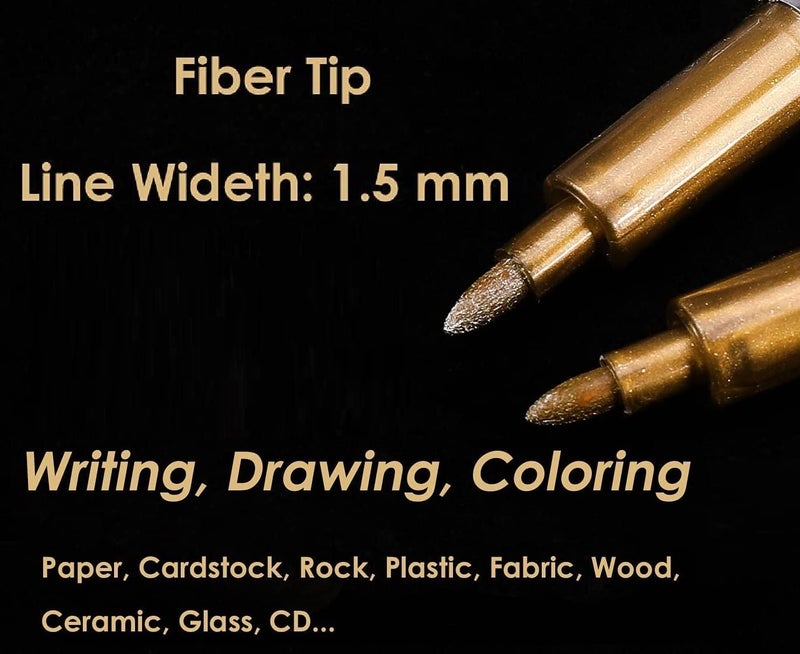 Definite Metallic Craftwork Pen 1.5Mm Nib Silver&Golden Pen For Application On Paper,Cloth,Leather,Plastic,Glass,Ceramics,Cds Etc. Marker Ink (Pack Of 4,Golden,Silver),round - Image 4