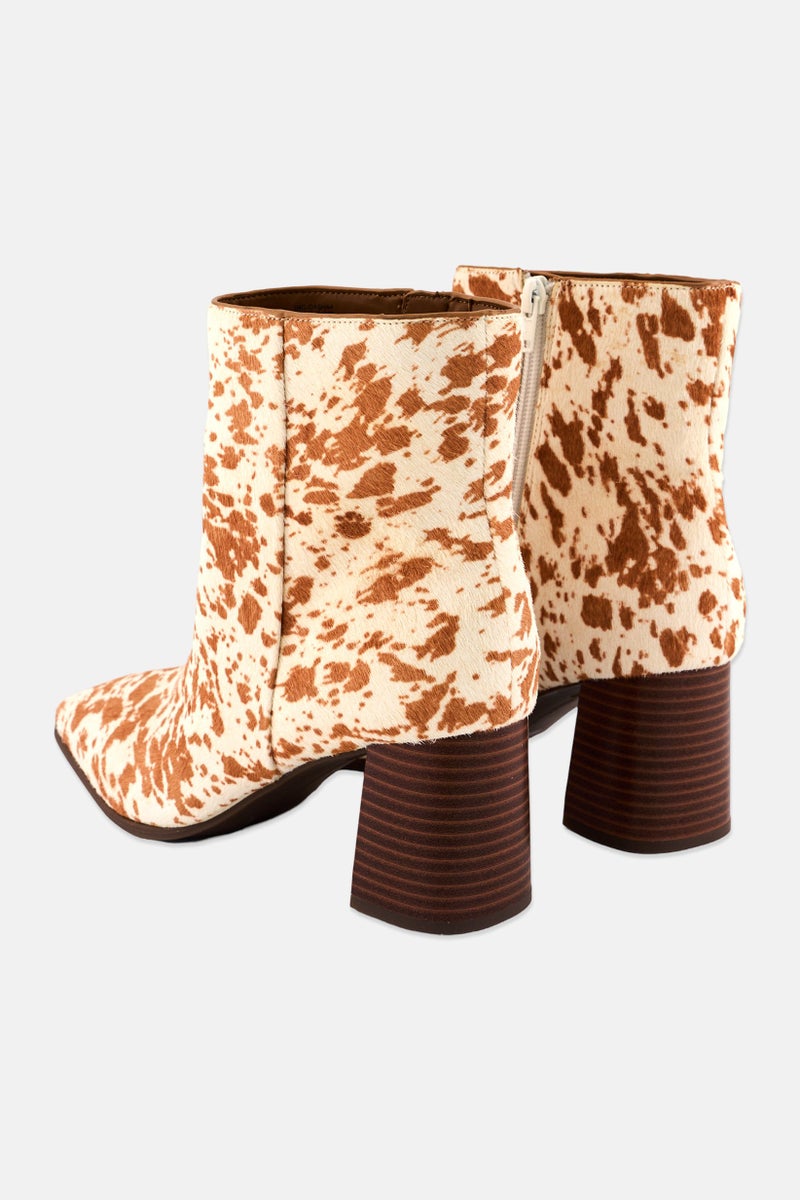 INC Women Medium Animal Print Zipper Closure Ankle Boots, Brown - Image 2