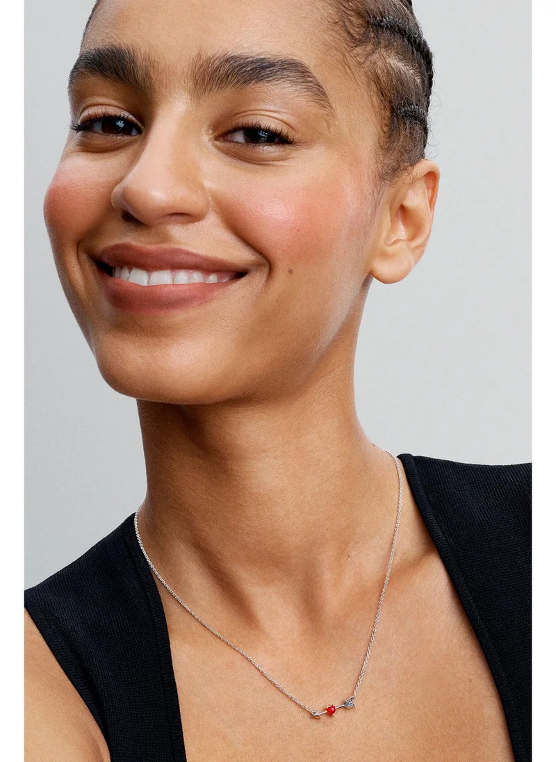 باندورا قلادة قلب وسهم من الفضة الإسترليني