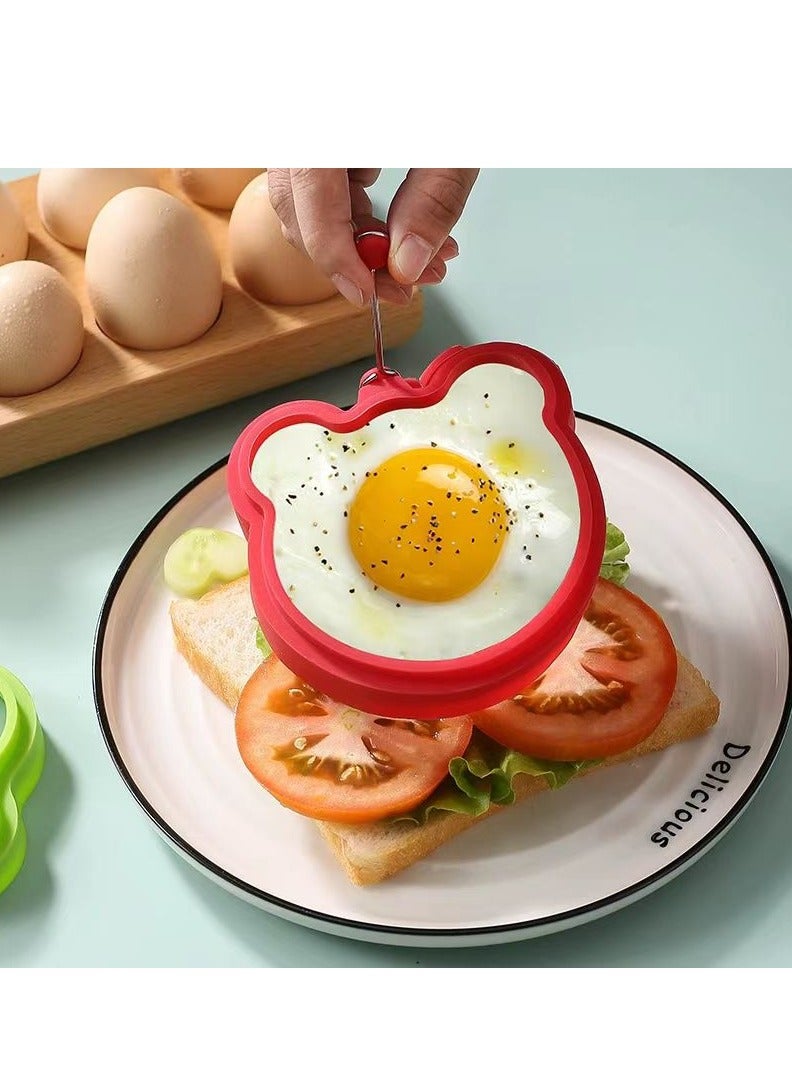2-Piece Premium Silicone Egg Ring Set - Non-Stick Egg Rings and Pancake Molds for Omelettes, Pancakes, Sandwiches and More - Flower and Bear Shapes for Creative Breakfasts  - Image 2