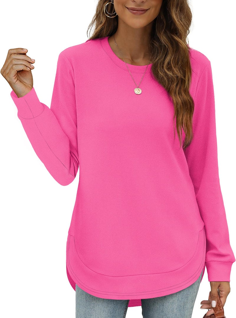 OFEEFAN Going Out Tops for Women Long Sleeve Fall Clothes for Women 2023 Hot Pink Top 2XL - Image 1