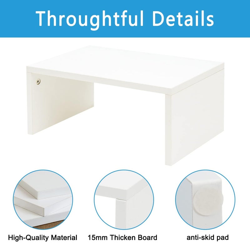 TEAMIX 6.7 inch Height Monitor Stand Riser, Wood Monitor Riser with Storage for Desk Small Monitor Stand TV/Screen/PC/Laptop Riser Computer Stand Desktop Shelf (White-Higher) - Image 4