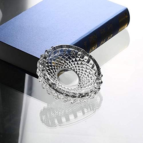 SOLEGLOW Diamond Cut Round Crystal Ashtray for Cigarettes Cigars Luxurious Glass Smoke Collectible Tray Stylish Table Decoration Large Size Pack of 1 - Image 3