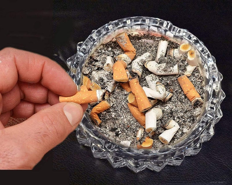 SOLEGLOW Diamond Cut Round Crystal Ashtray for Cigarettes Cigars Luxurious Glass Smoke Collectible Tray Stylish Table Decoration Large Size Pack of 1 - Image 4