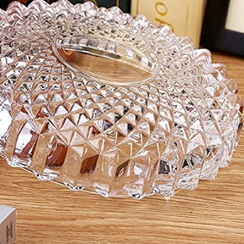 SOLEGLOW Diamond Cut Round Crystal Ashtray for Cigarettes Cigars Luxurious Glass Smoke Collectible Tray Stylish Table Decoration Large Size Pack of 1 - Image 5