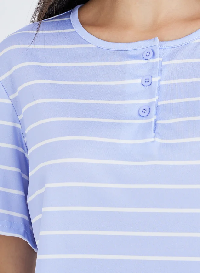 Take Two Take Two Striped T-Shirt and Solid Pyjama Set