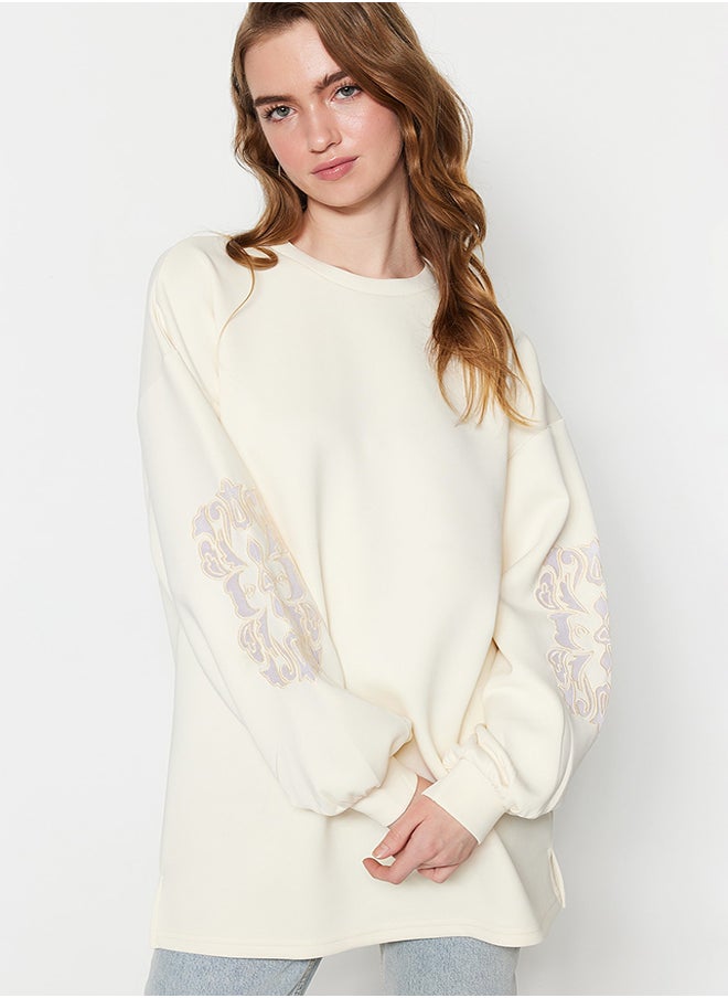 Ecru Sleeve Embroidery Detail Scuba Knitted Sweatshirt TCTSS23UK00042 - pzsku/ZAD30AE4C6F8AFB607F72Z/45/_/1730940936/ce2d284c-8299-4d85-88c3-4133863cb174