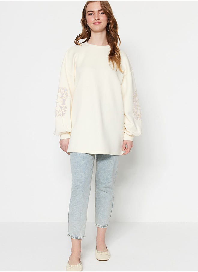 Ecru Sleeve Embroidery Detail Scuba Knitted Sweatshirt TCTSS23UK00042 - pzsku/ZAD30AE4C6F8AFB607F72Z/45/_/1730940939/97dc5858-4e49-4dd5-981c-719adb43b3fe