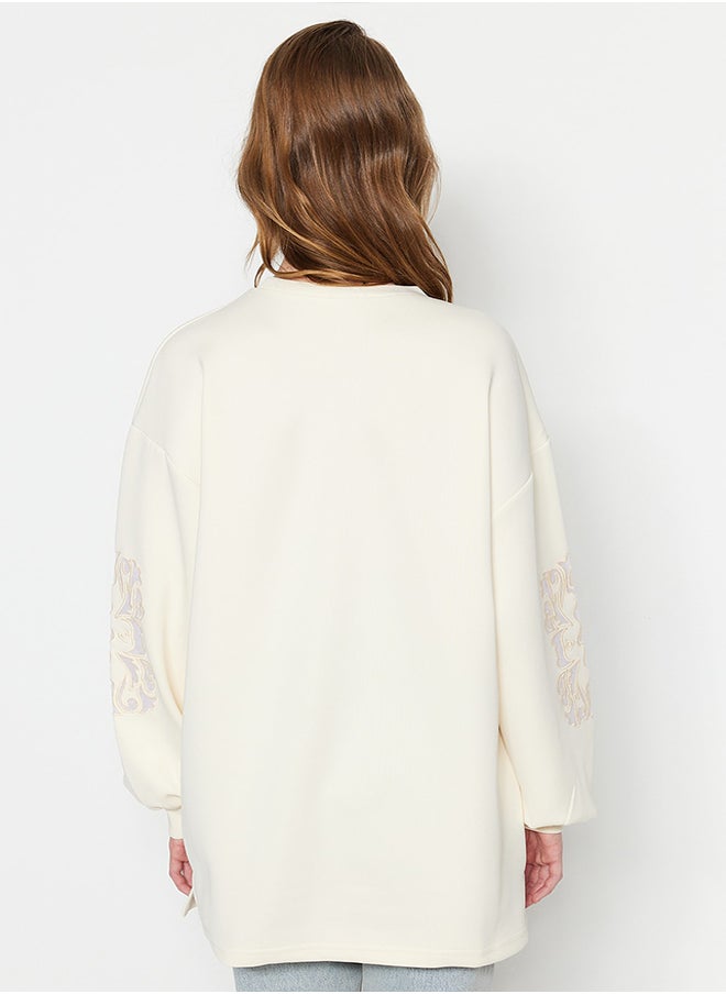 Ecru Sleeve Embroidery Detail Scuba Knitted Sweatshirt TCTSS23UK00042 - pzsku/ZAD30AE4C6F8AFB607F72Z/45/_/1730940940/ce585ff9-9e00-4a99-966e-c24956832684