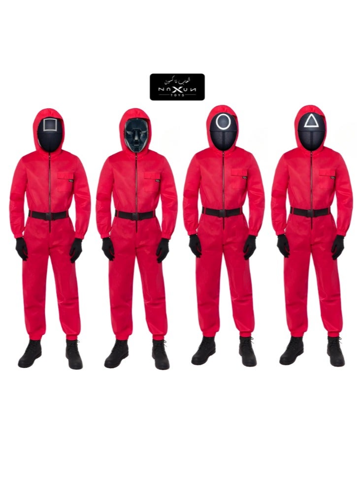 بريميم زي واقعي لألعاب الحبار مع دائرة ومثلث ومربع وأقنعة الرجل الأمامي بمقاس مجاني - Image 2