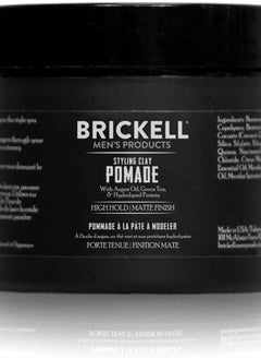 Brickell Men's Products Hair Styling Clay Pomade For Men, Natural & Organic with Strong Hold & Matte Finish, Product for Modern Hairstyles, 2 Ounces, Scented  - Image 1