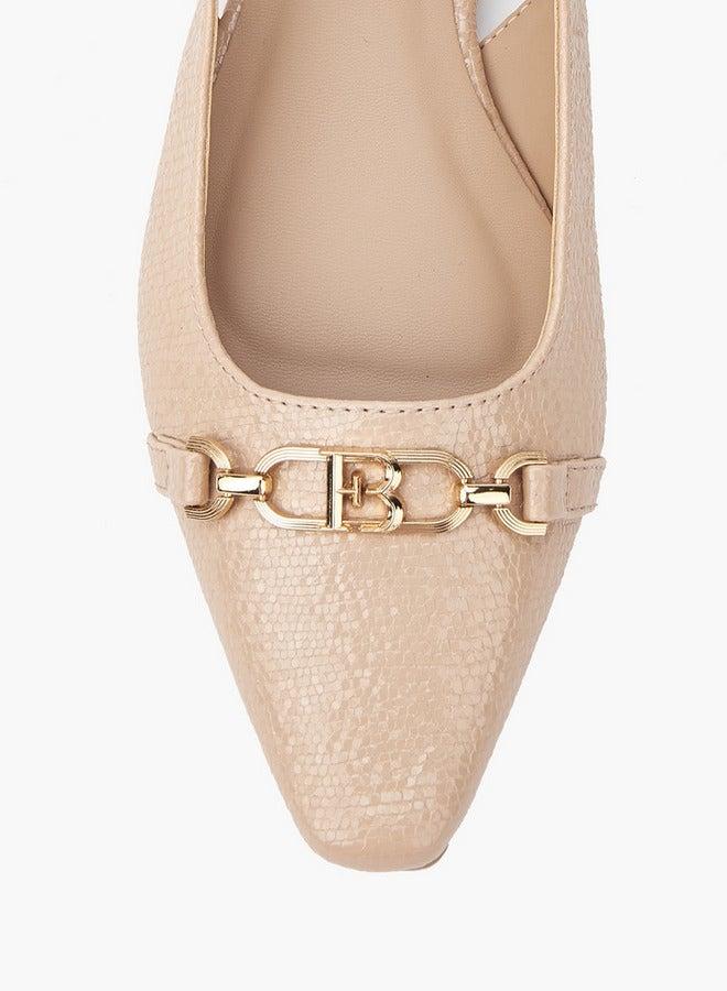 Flora Bella By Shoexpress Textured Chain Detail Sandals with Buckle Closure - Image 4