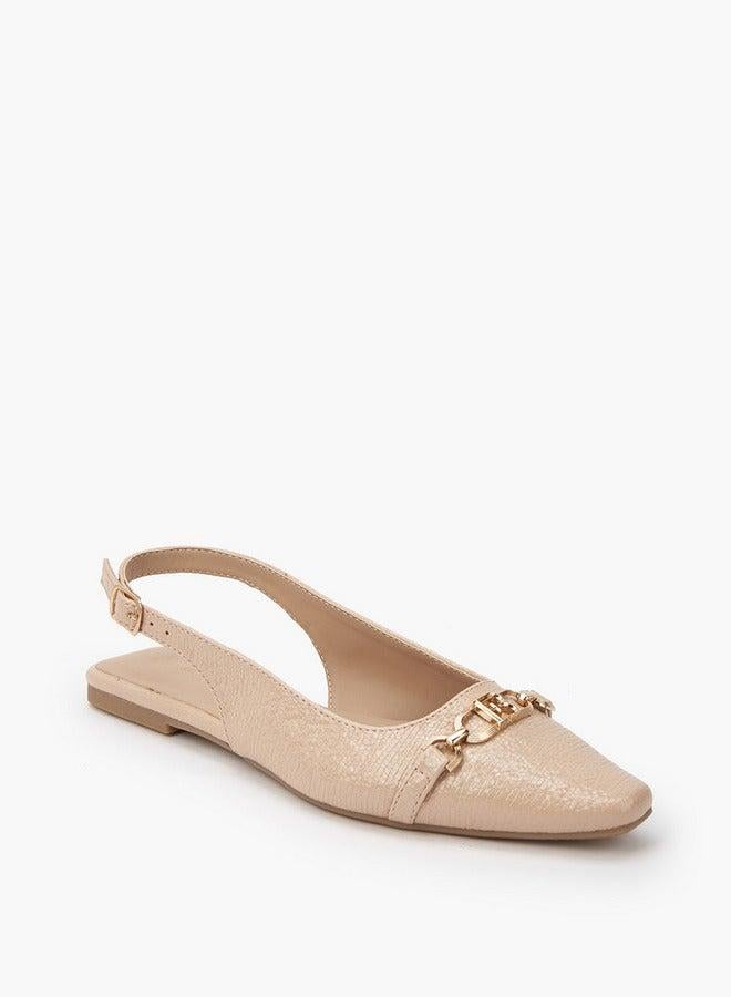 Flora Bella By Shoexpress Textured Chain Detail Sandals with Buckle Closure - Image 1