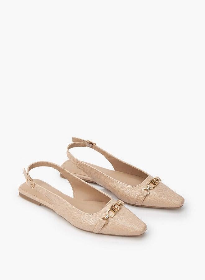 Flora Bella By Shoexpress Textured Chain Detail Sandals with Buckle Closure - Image 2