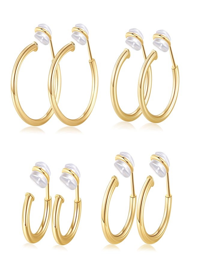 PLOMFOV Clip On Hoop Earrings for Women Non Pierced Earrings Clip On Hoops No Piercing Fake Hoop Earrings For Non-Pierced Ears 10-20MM Golden - Image 1