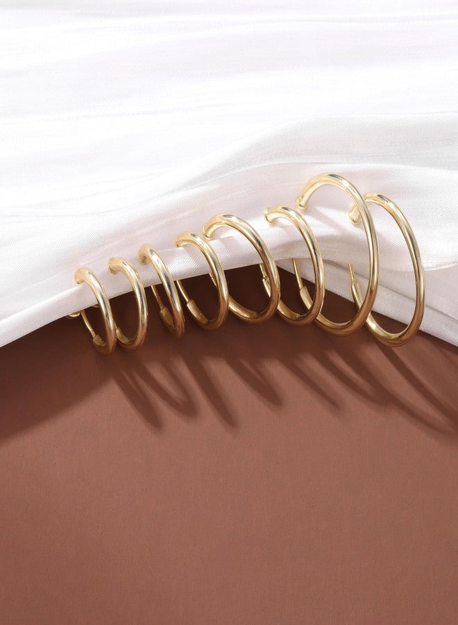 PLOMFOV Clip On Hoop Earrings for Women Non Pierced Earrings Clip On Hoops No Piercing Fake Hoop Earrings For Non-Pierced Ears 10-20MM Golden - Image 5
