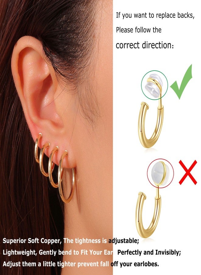 PLOMFOV Clip On Hoop Earrings for Women Non Pierced Earrings Clip On Hoops No Piercing Fake Hoop Earrings For Non-Pierced Ears 10-20MM Golden - Image 4