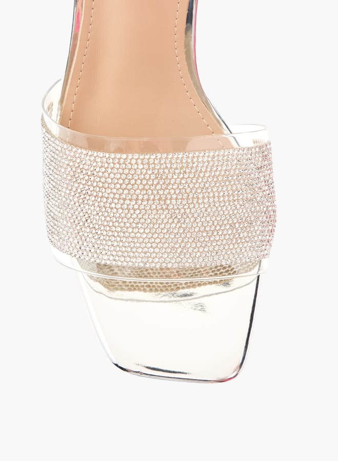 Flora Bella By Shoexpress Women Embellished Slip-On Sandals with Flared Heels  - Image 3