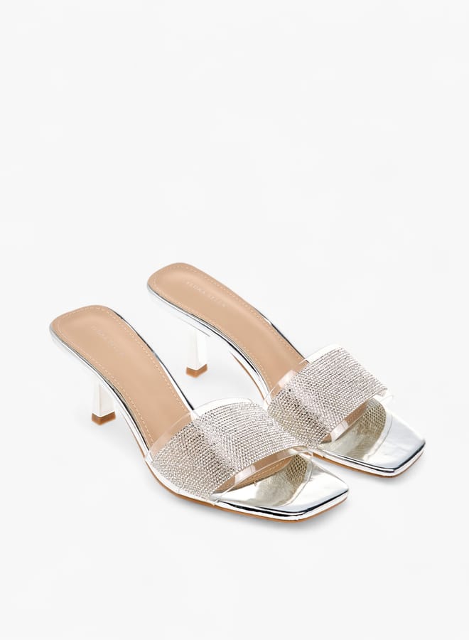 Flora Bella By Shoexpress Women Embellished Slip-On Sandals with Flared Heels  - Image 1