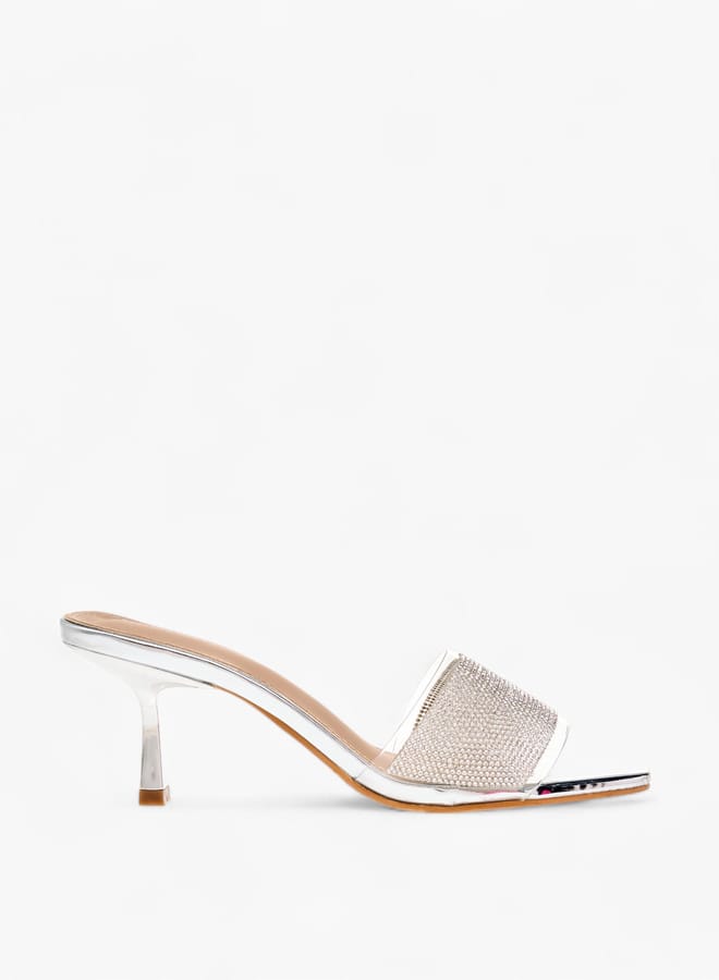 Flora Bella By Shoexpress Women Embellished Slip-On Sandals with Flared Heels  - Image 2