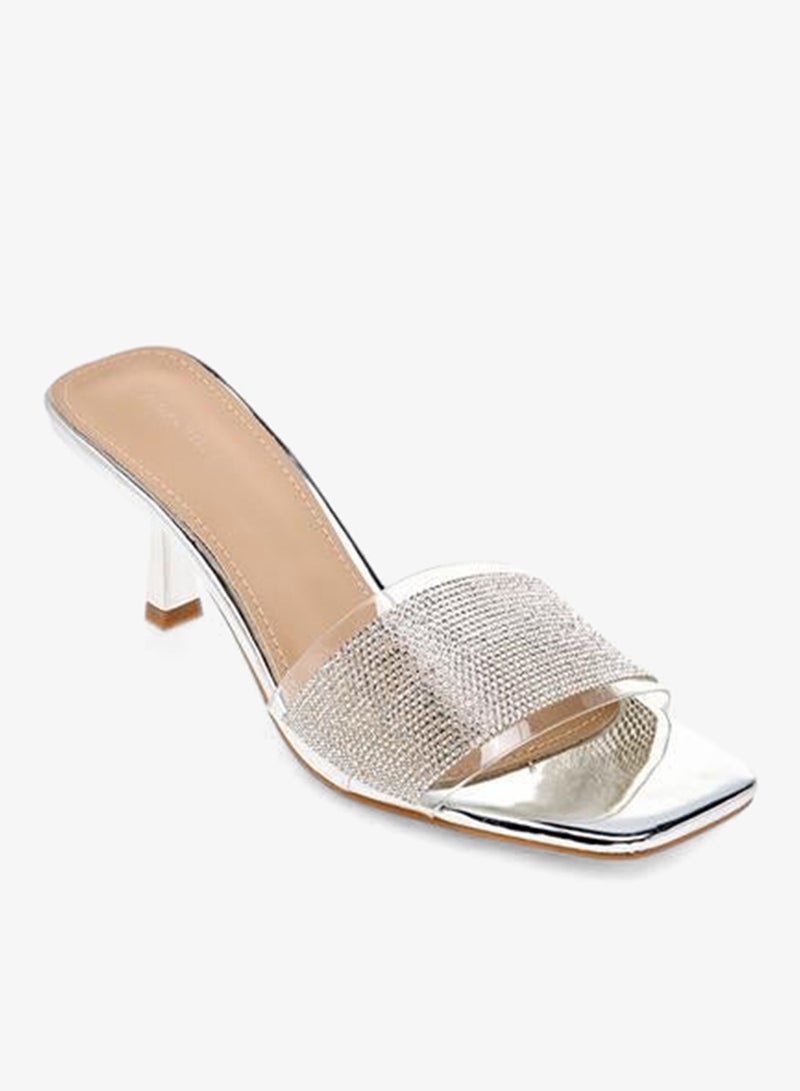 Flora Bella By Shoexpress Women Embellished Slip-On Sandals with Flared Heels Ramadan Collection - Image 1