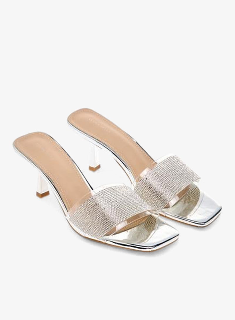 Flora Bella By Shoexpress Women Embellished Slip-On Sandals with Flared Heels Ramadan Collection - Image 2