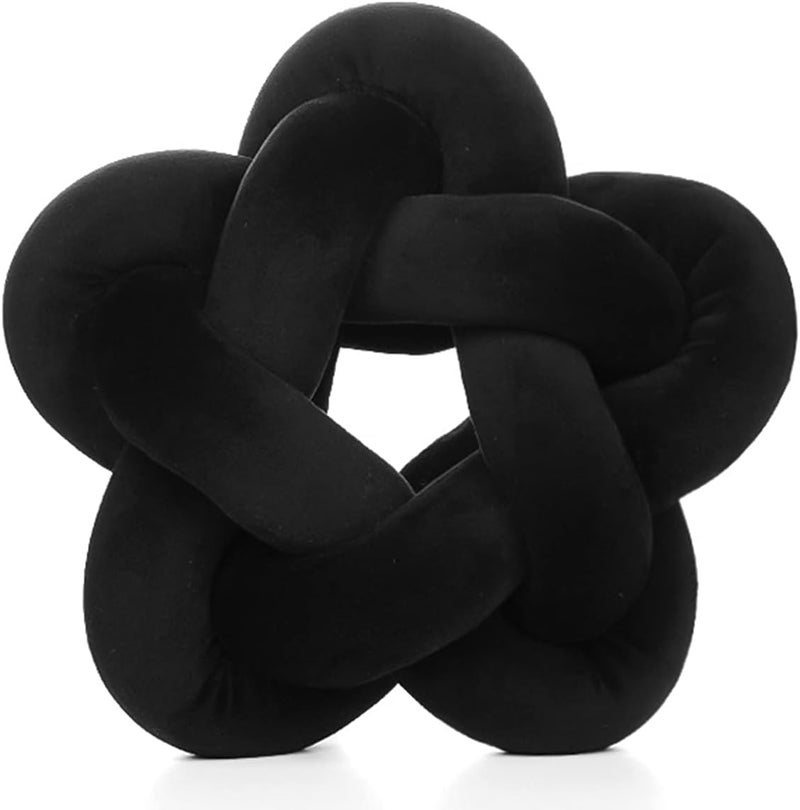 Wadser Knot Plush Throw Pillow Handmade Knotted Star Pillow Soft Sofa Lumbar Cushion Stuffed Star Cushion Home Office Children Room Decor, Black - Image 1
