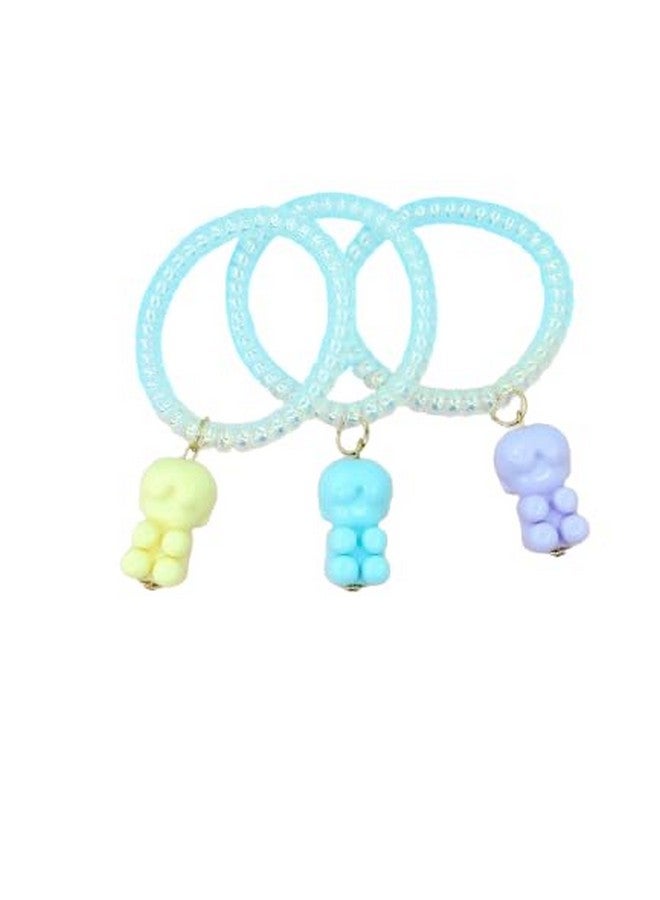 NAVMAV Navmav Lovely Elastic Rubber Band For Women And Girls Hair Accessories Phone Cord Spiral Hair Ties Ponytail Holders Cute Bracelet Hair Rope Key Chain Hair Ring Birthday Gift Pack Of 3Pc - Image 1