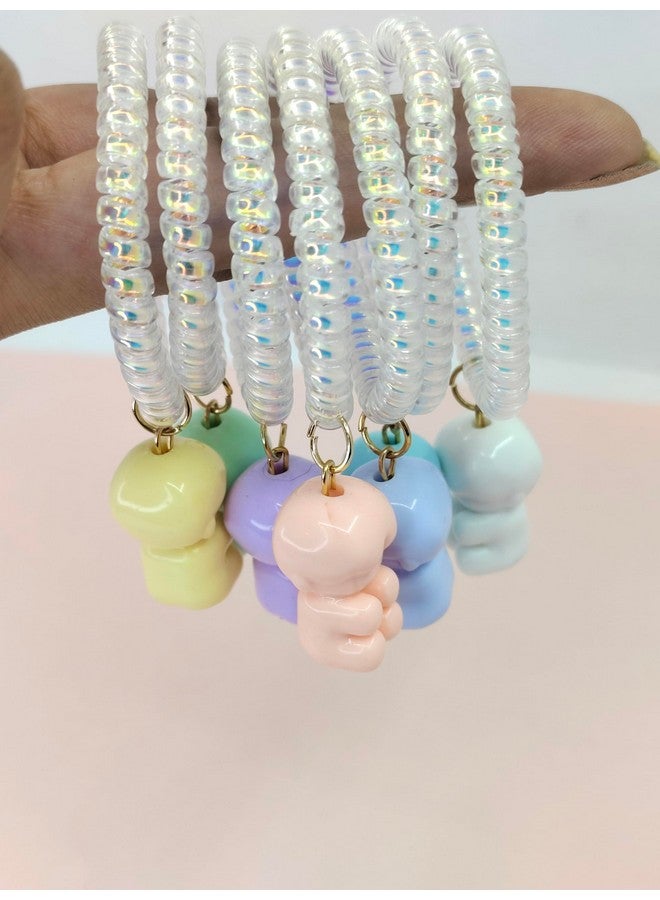 NAVMAV Navmav Lovely Elastic Rubber Band For Women And Girls Hair Accessories Phone Cord Spiral Hair Ties Ponytail Holders Cute Bracelet Hair Rope Key Chain Hair Ring Birthday Gift Pack Of 3Pc - Image 3