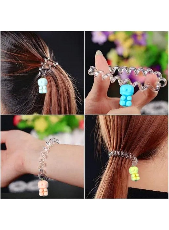 NAVMAV Navmav Lovely Elastic Rubber Band For Women And Girls Hair Accessories Phone Cord Spiral Hair Ties Ponytail Holders Cute Bracelet Hair Rope Key Chain Hair Ring Birthday Gift Pack Of 3Pc - Image 5