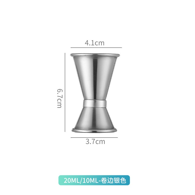 Inside and outside scale curling stainless steel double-head wine measuring device Ansi Cup bar bar Ansi measuring cup bar bartending measuring cup Curled measuring cup small 