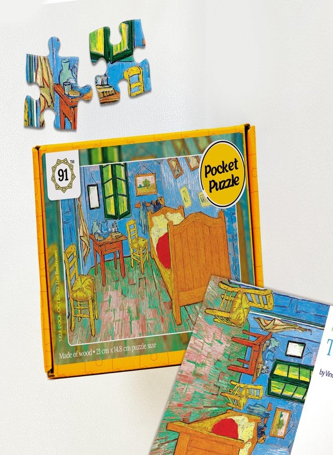 91Knots | The Bedroom by Vincent Van Gogh 108 Pieces Premium Wooden Small Jigsaw Puzzle for Adults & Teens | Classical Art Brain Teaser | Mindfulness Activity | Travel-Friendly Gift - Image 1