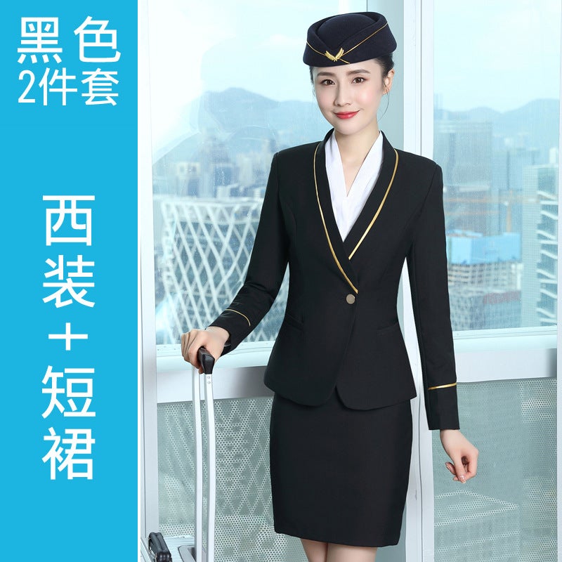[Flight Attendant Uniform] Women'S Fashion El Work Vest Front Desk Work Clothes Art School Art Examination Professional Suit - Image 1