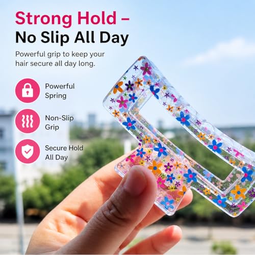 Dartler Hair Clips For Women Large Hair Claw Clips For Women Thin Thick Curly Girl Hair Accessories Strong Hold Jaw Clips,Neutral Colors (Pack Of 3 Flower Deisgn),multicolor - Image 2