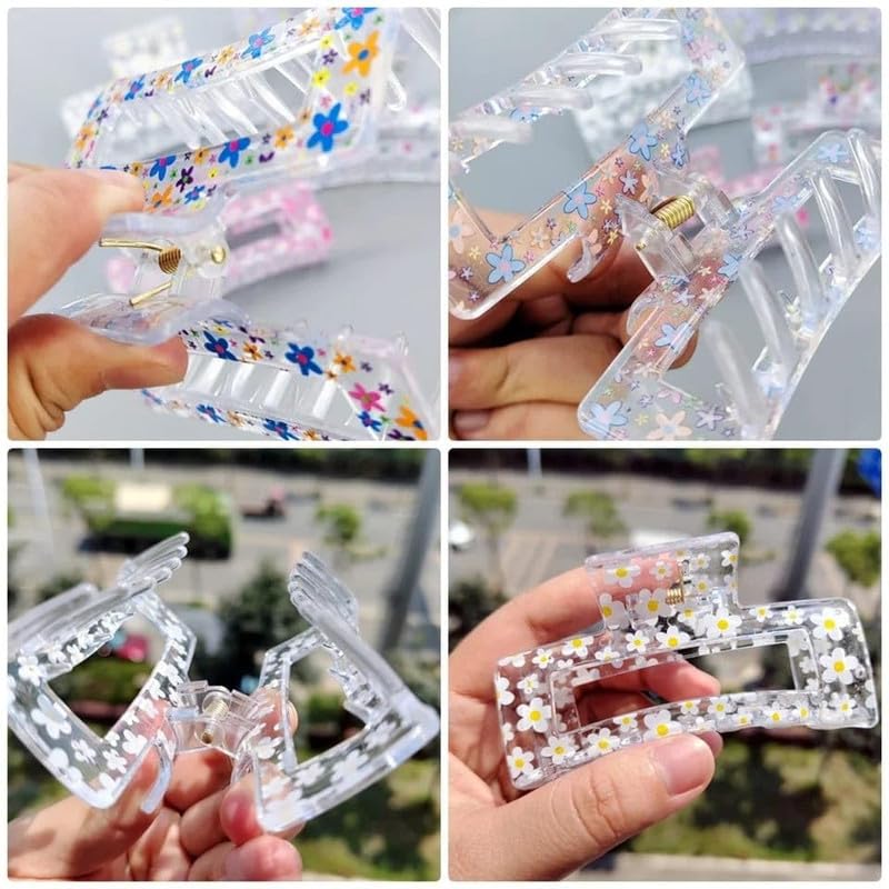 Dartler Hair Clips For Women Large Hair Claw Clips For Women Thin Thick Curly Girl Hair Accessories Strong Hold Jaw Clips,Neutral Colors (Pack Of 3 Flower Deisgn),multicolor - Image 5
