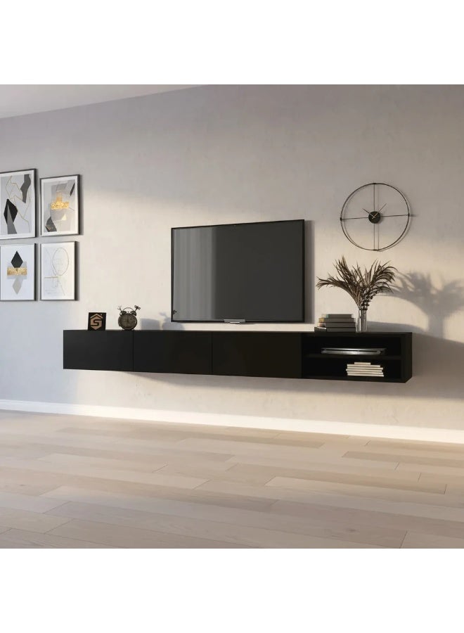 Stylish Home Black wall TV table 200 cm - TV53 30x200x23.4 cm - Image 3