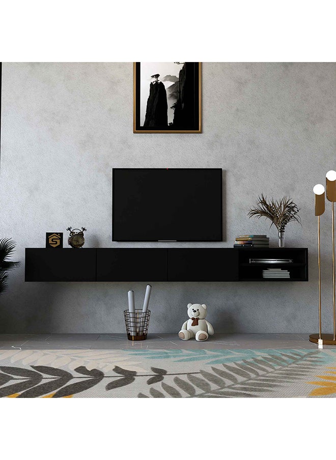 Stylish Home - Black wall TV table 200 cm - TV53 30x200x23.4 cm - Image 1