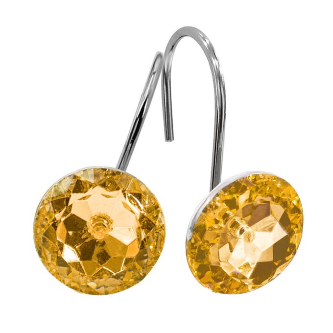 YELLOW SHOWER CURTAIN HOOKS RINGS GOLD METAL SHOWER HOOKS FOR FALL SHOWER CURTAIN OR LINER SHOWER RINGS FOR CURTAIN ACCESSORIES AND BATHROOM SHOWER ROD 12 PACK SET