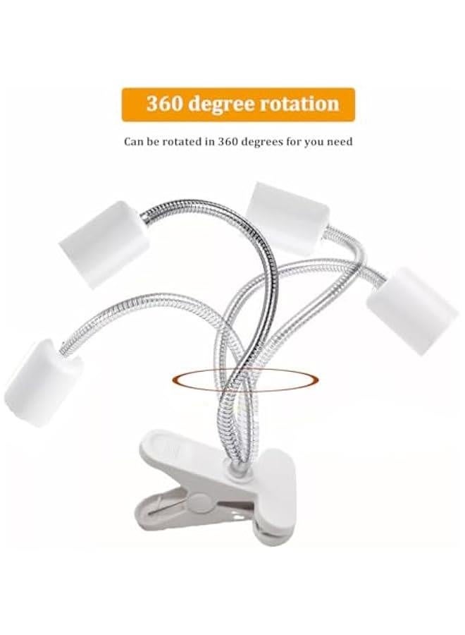 Reptile Heat Lamp,Heating Lamp with Clamp,UVA UVB Reptile Light with 360° Rotatable Hose, with 3 Bulbs for Bearded Dragon Reptiles Turtle Lizard Snake Aquarium(E26,110V,25W,50W,75WBulb), White - Image 2