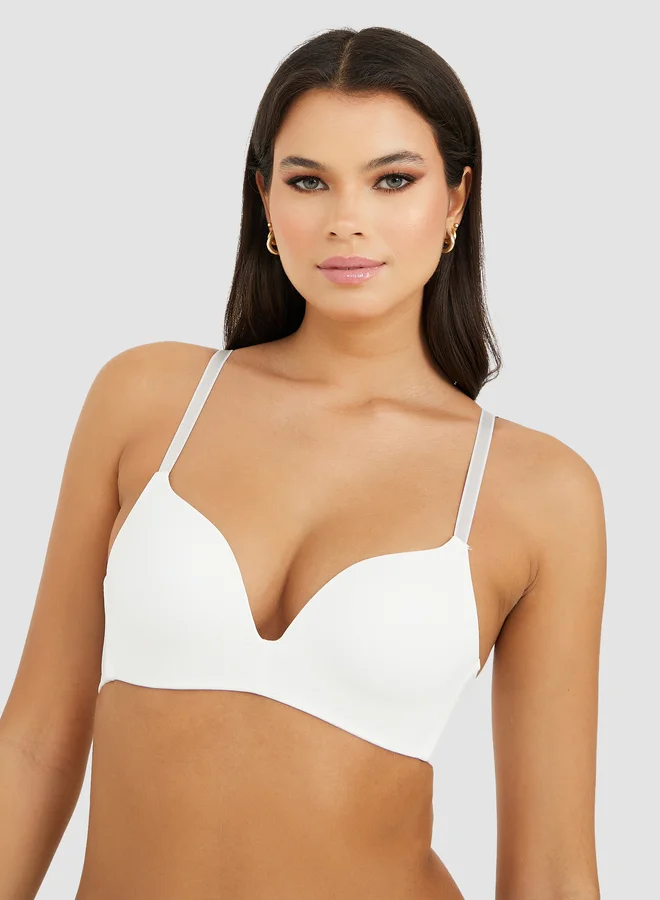 ستايلي Styli Pack of 3 - Solid Padded Non Wired Plunge Bra