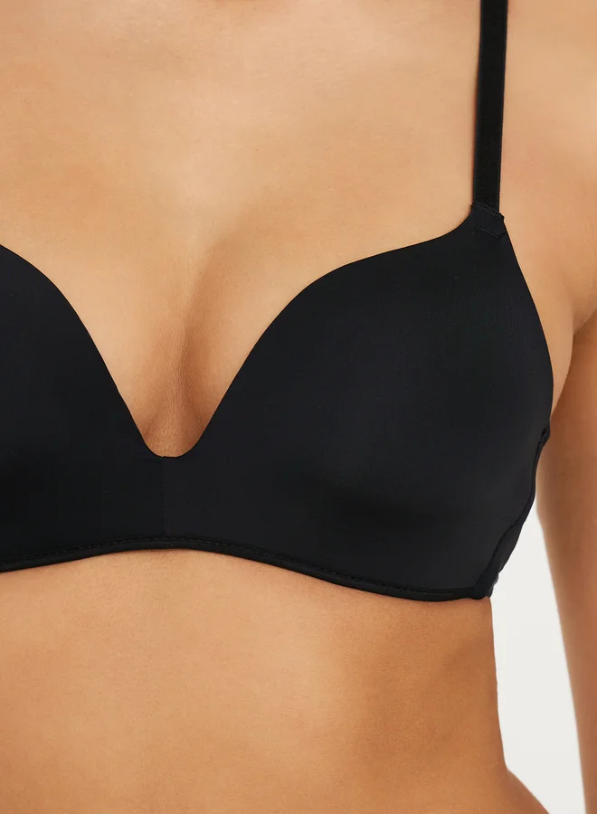 ستايلي Styli Pack of 3 - Solid Padded Non Wired Plunge Bra