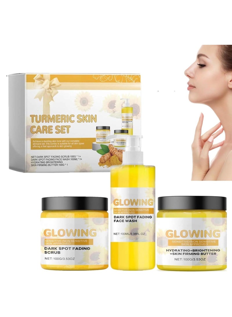 EELHOE 3 in 1 Skin Care Set, Turmeric Combo Skincare, Turmeric Skin Care Set, Glow Combo Face Wash | Natural Peeling & Hydration - Image 2