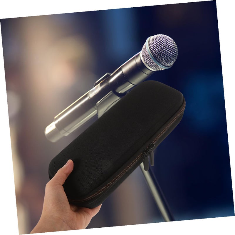 Dual Microphone Storage Bag with Shock Protection Portable Black Orange Lining - Image 5