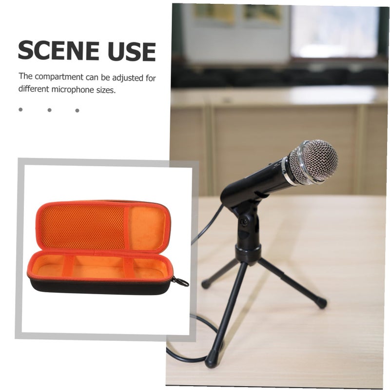 Dual Microphone Storage Bag with Shock Protection Portable Black Orange Lining - Image 4