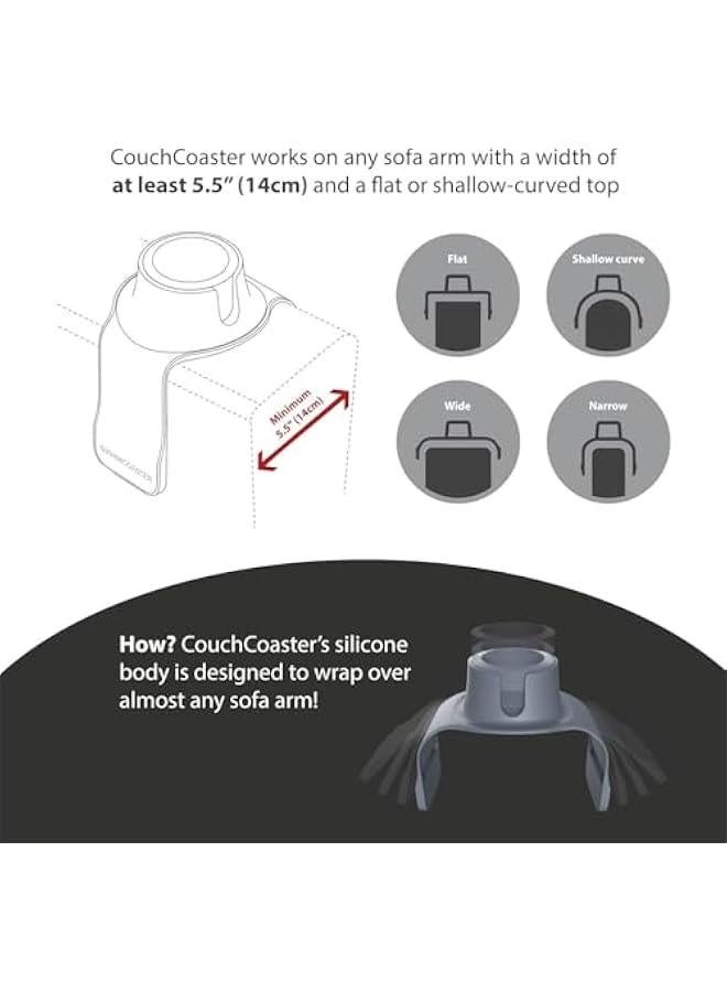 HOOKOR Armrest Couch Cup Holder – A Weighted, Silicone, Anti Slip Coaster Stops Spills On Your Sofa, Arm Chair Or Recliner and Keeps Drinks Within Reach (Grey) - Image 2
