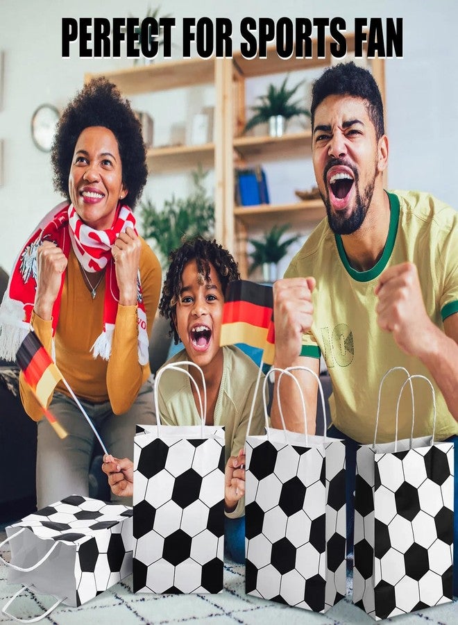 زنون مجموعة زونون من 24 قطعة من أكياس هدايا ورقية مطبوعة لحفلات كرة القدم، أكياس هدايا رياضية، أكياس حلوى ووجبات خفيفة للأطفال والكبار لحفلات أعياد الميلاد (كرة القدم). - Image 4