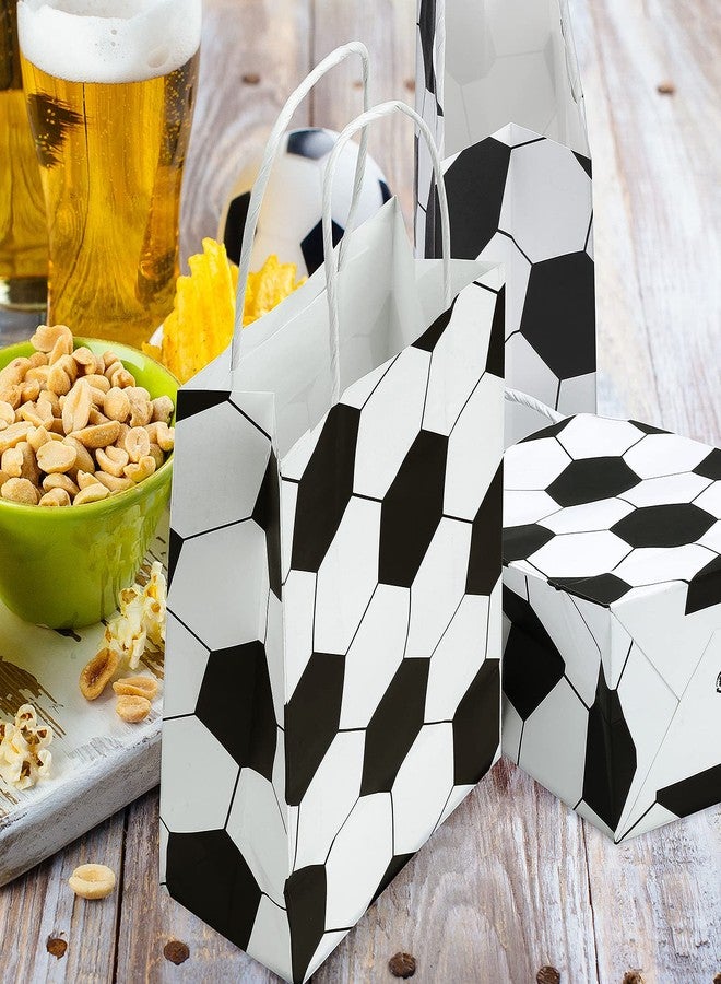 زنون مجموعة زونون من 24 قطعة من أكياس هدايا ورقية مطبوعة لحفلات كرة القدم، أكياس هدايا رياضية، أكياس حلوى ووجبات خفيفة للأطفال والكبار لحفلات أعياد الميلاد (كرة القدم). - Image 5